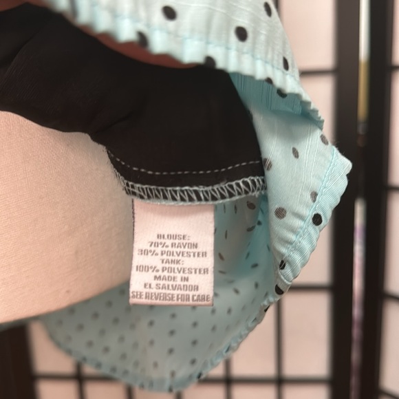 Dressbarn Polka Dot Twofer Tank Blouse Cute Sleeve Details Like New Size 18/20 - Picture 8 of 11